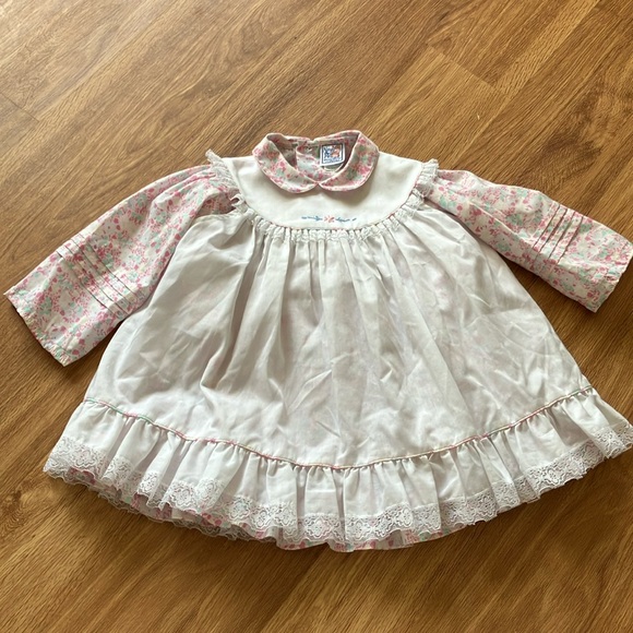 VTG 70s Nana's Pet for JC Penney Pink Floral Mini Dress with Pinafore, 4T - Picture 1 of 11